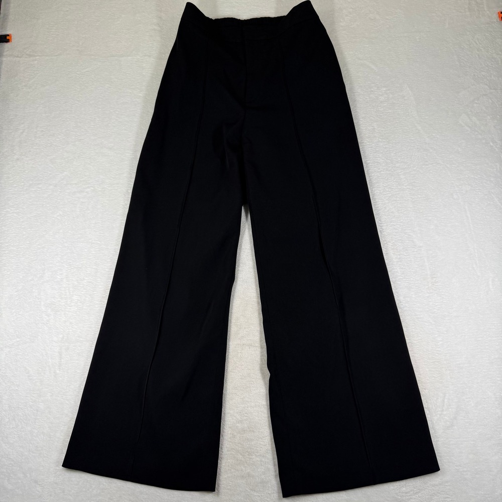 Uniqlo Womens Wide Leg Pintuck Pants Black High Rise Elastic Waist Size M